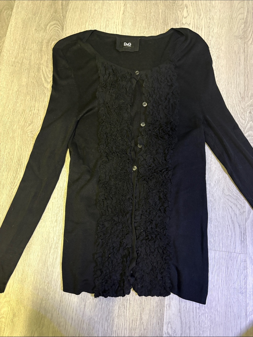 D&G Black Ruffle-Front Women's Cardigan